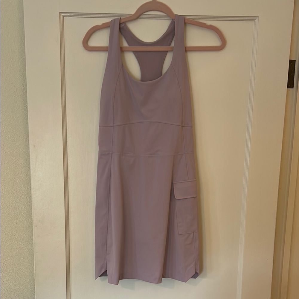 Fabletics Purple Halter Neck Sleeveless Athletic Mini Dress built in shorts